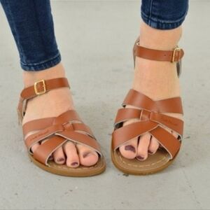 Salt Water The Original Leather Sandals Size 7 Cognac Brown Tan